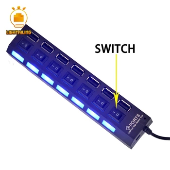 LIGHTAILING Bijele/ Crni USB Čvorište Sa 7 Usb Portove I Baterija Kutiju Za Blok Set Igračka Svetlo Kit