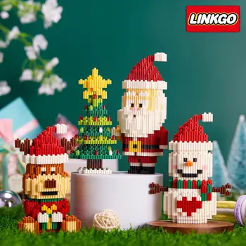 Sretan Božić Mikro Bloka Deda Mraz Los Snjegovića Božićno Drvce Okupio Mini Cigle Shvatiti Igračka Za Dijete Darove