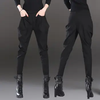 Proljeće Jesen Nova Žena Mode Streetwear Opušteno Crni Harem Pantalone Žena Elastično Struka Joggers Slobodi Punoj Dužini Pantalone C167
