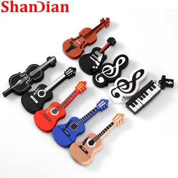 SHANDIAN Vruće Salling Crtani USB 2.0 64GB usb usb 16GB 32GB Pendrive Sladak Muzički Instrument Gitaru Violinu Poruku