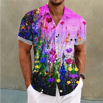 2023 Novi Ljudi je Visokog Kvaliteta Havajski Dugme Kratki Rukav Majicu Kreativni Cvijet Otisak Retro je Zamahnula Majicu na Otvorenom Mode Majicu
